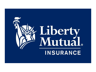 Liberty Mutual Insurance logo featuring the Statue of Liberty’s torch on a dark blue background.