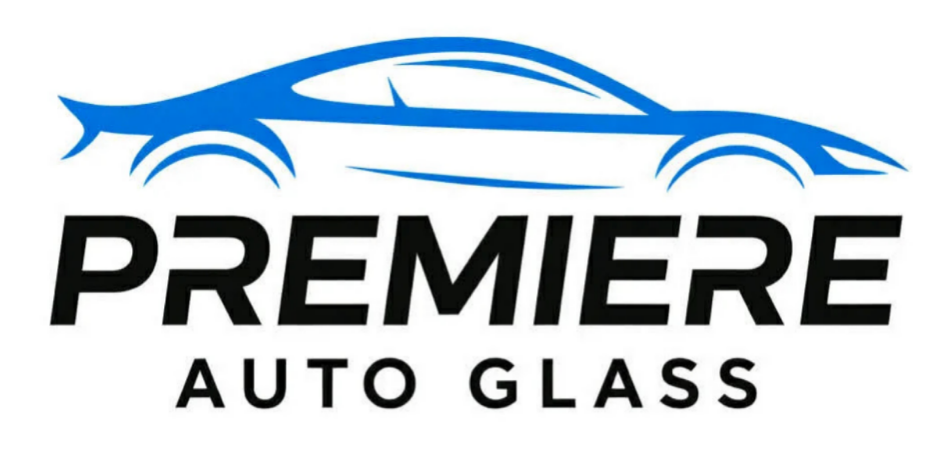 The Premiere Auto Glass logo features a blue car outline above the company name.