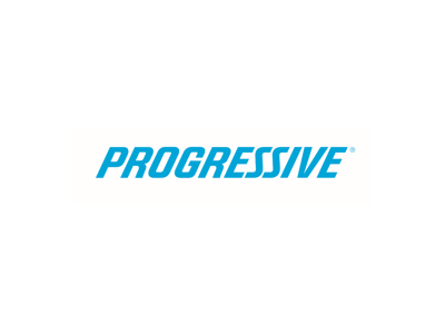 The Progressive logo appears in bold blue uppercase letters displayed on a white background.