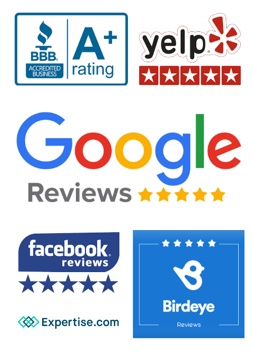 Reviews on Auto Glass services. Logos of all the review sites.